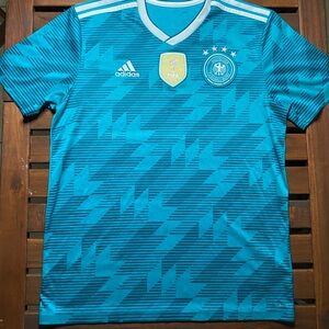 2018 Germany Away 3rd Kit Green Soccer Jersey with 2014 FIFA World Cup Champions